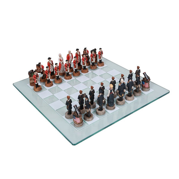 SAC American Revolutionary War Chess Set Ivory&Red With Wooden Board UK  made.