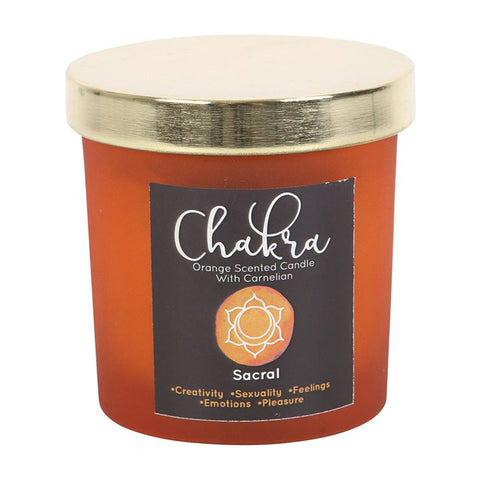 SACRAL CHAKRA ORANGE CARNELIAN CANDLE C/16