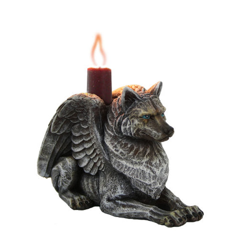 WOLF GARGOYLE CANDLEHOLDER C/24