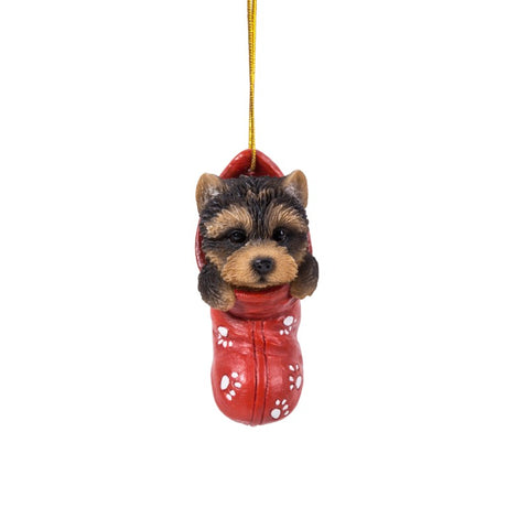 Yorkie Christmas Stocking Hanging Ornament