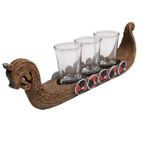 VIKING SHIP SHOT GLASS HOLDER C/12