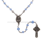 Sacred Heart of Jesus Rosary w Blue Clear Glass Beads